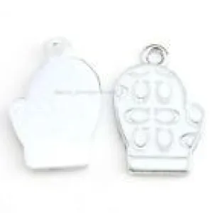 1 Charm- White/Ivory Mitten Enamel Charm