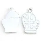 1 Charm- White/Ivory Mitten Enamel Charm