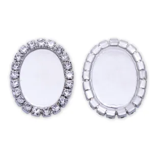 10 Silver Oval Inner Size 13*18mm Claw Chain Base Jewelry accessories Metal Flatback Buttons Gemstone Bezel Pendant Tray Hair Accessories