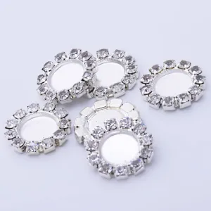 10 Silver Round Inner Size 8mm Claw Chain Base Jewelry accessories Metal Flatback Buttons Gemstone Bezel Pendant Tray Hair Accessories