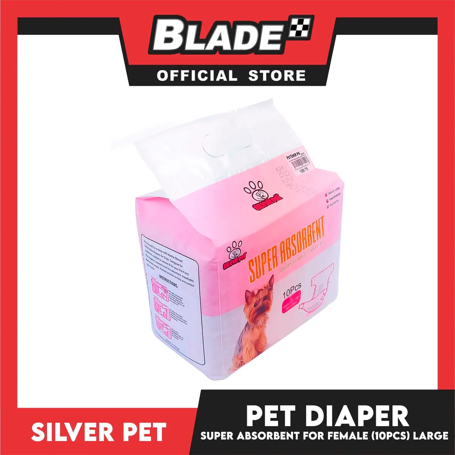 10pcs Silver Pet Super Absorbent Disposable Female Dog Wrap/ Diaper Large