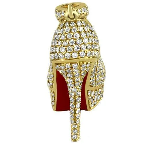 14K Solid Yellow Gold Custom Diamond Lady Shoe Pendant 2.50 Ctw