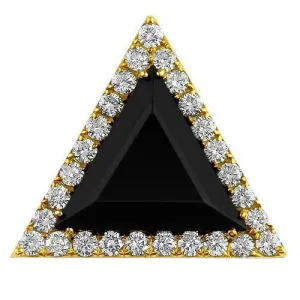 14K Solid Yellow Gold Triangular Diamond Pendant with Black Garnet 15.00 Ctw