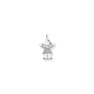 14k White Gold Girl in Floral Dress Love Charm
