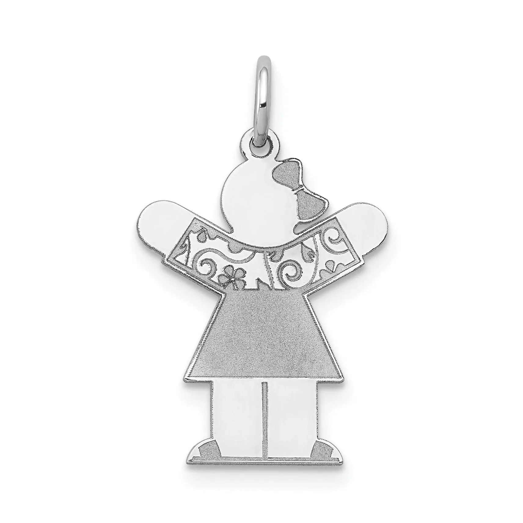 14k White Gold Girl in Floral Dress Love Charm