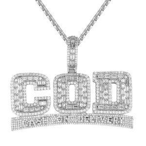 14K White Gold Tone Cash on Delivery Hip Hop Custom Pendant