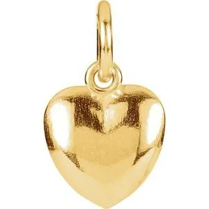 14K Yellow 15.5x8.9 mm Puffed Heart Charm with Jump Ring