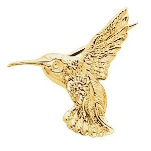 14K Yellow 19x21 mm Hummingbird Brooch