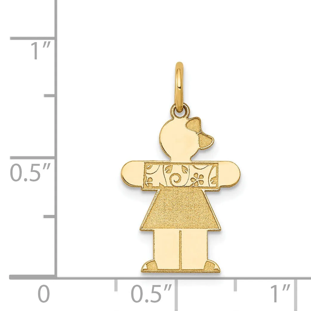 14k Yellow Gold Girl in Floral Dress Hugs Charm