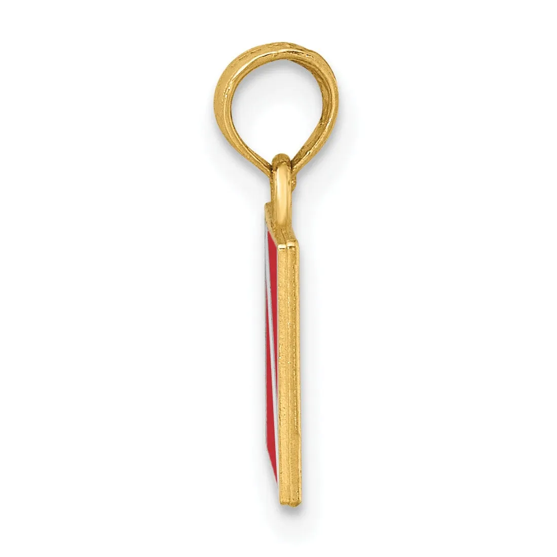 14K Yellow Gold Scuba Diving Flag with Red and White Enamel Finish