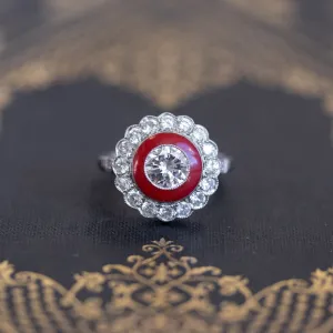 1.53ctw (est) Art Deco Diamond Enamel Target Ring