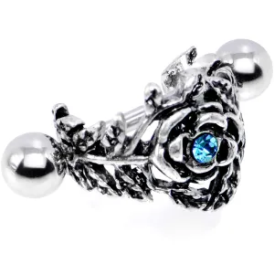 16 Gauge 1/2 Aqua Gem Floral Wreath Cuff Cartilage Earring