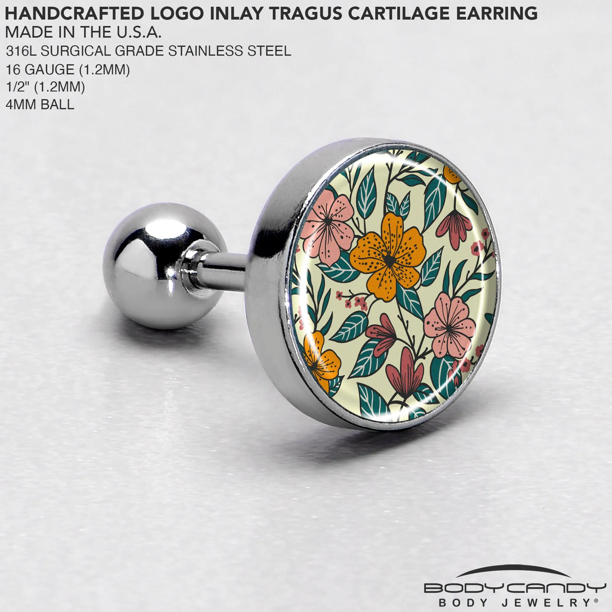 16 Gauge 1/4 Blossom Creation Wildflower Flowers Tragus Cartilage Earring