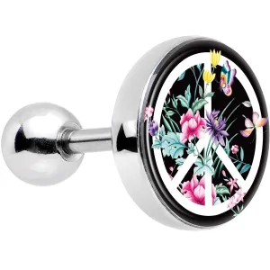 16 Gauge 1/4 Floral Peace Sign Tragus Cartilage Earring