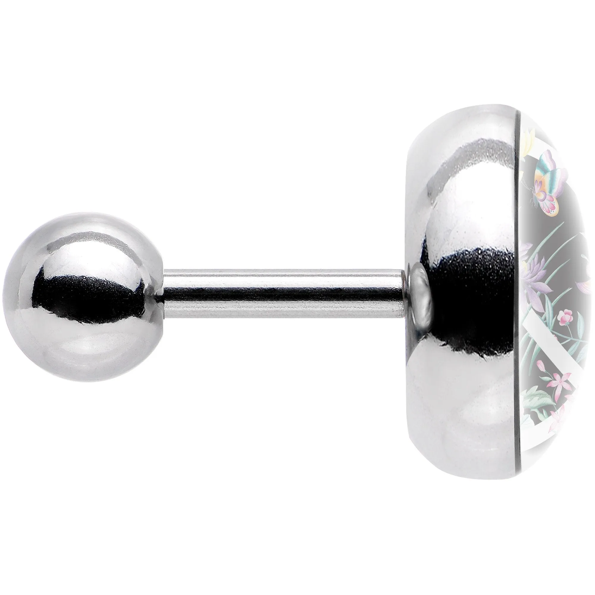 16 Gauge 1/4 Floral Peace Sign Tragus Cartilage Earring