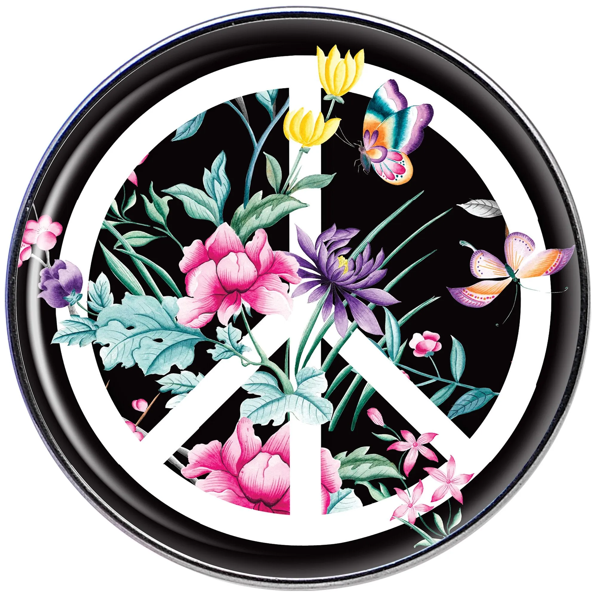 16 Gauge 1/4 Floral Peace Sign Tragus Cartilage Earring