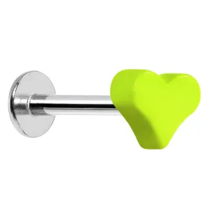 16 Gauge Yellow Neon Heart Labret Monroe Tragus Ring - 5/16