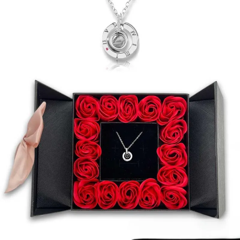 16 Roses Jewelry Box – Romantic Pendant Necklace Gift
