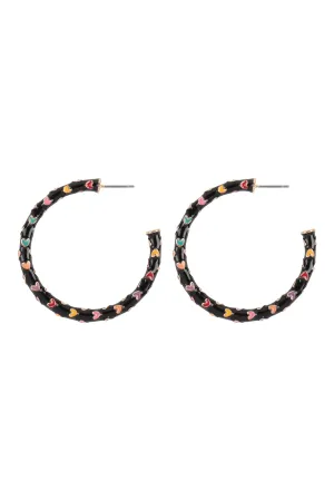 1.75" HEART PATTERN ENAMEL VALENTINE EARRINGS