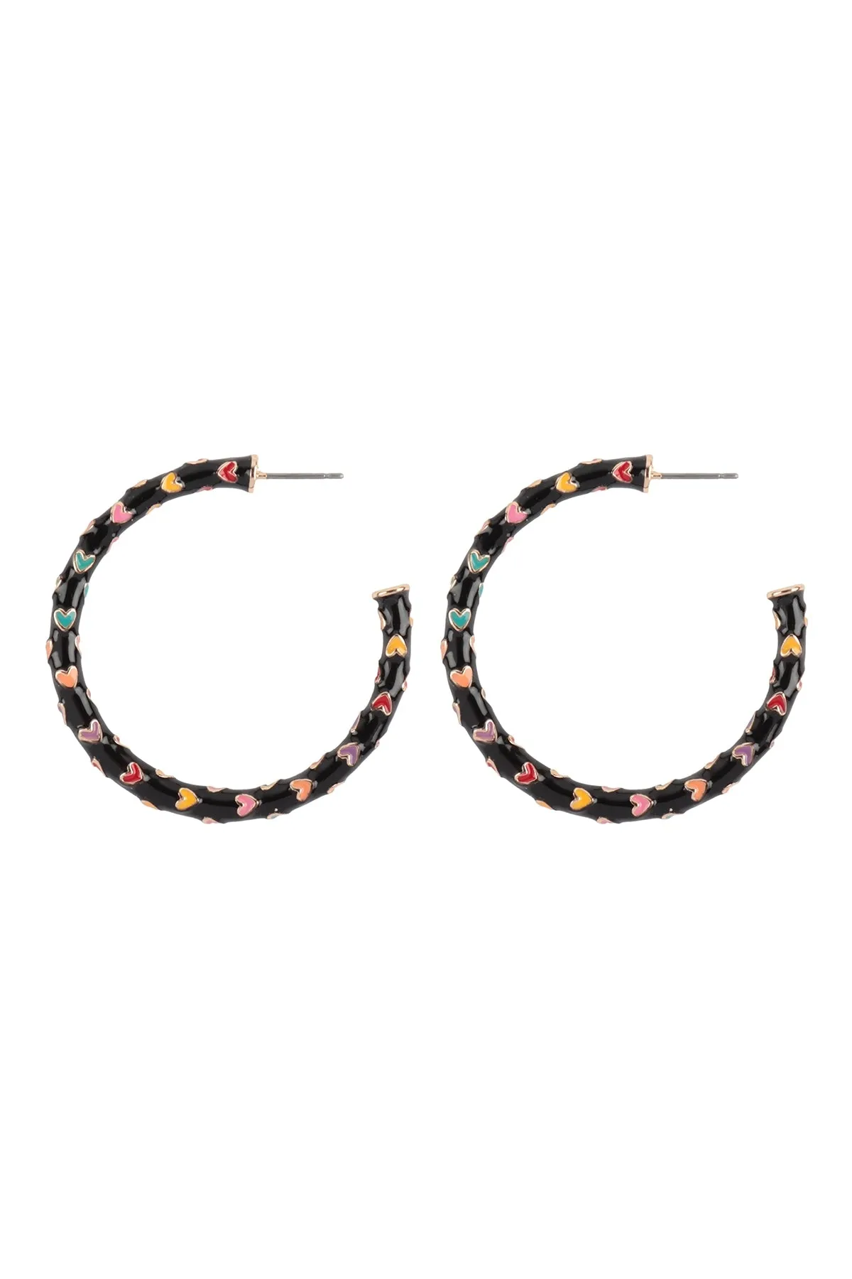 1.75" HEART PATTERN ENAMEL VALENTINE EARRINGS