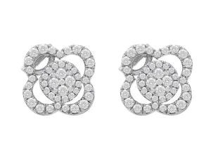 18kt White Gold Floral Diamond Earrings