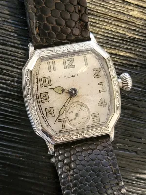 1929 ILLINOIS Atlantic Engraved Watch Grade 24 U.S.A. Made 14K G.F.