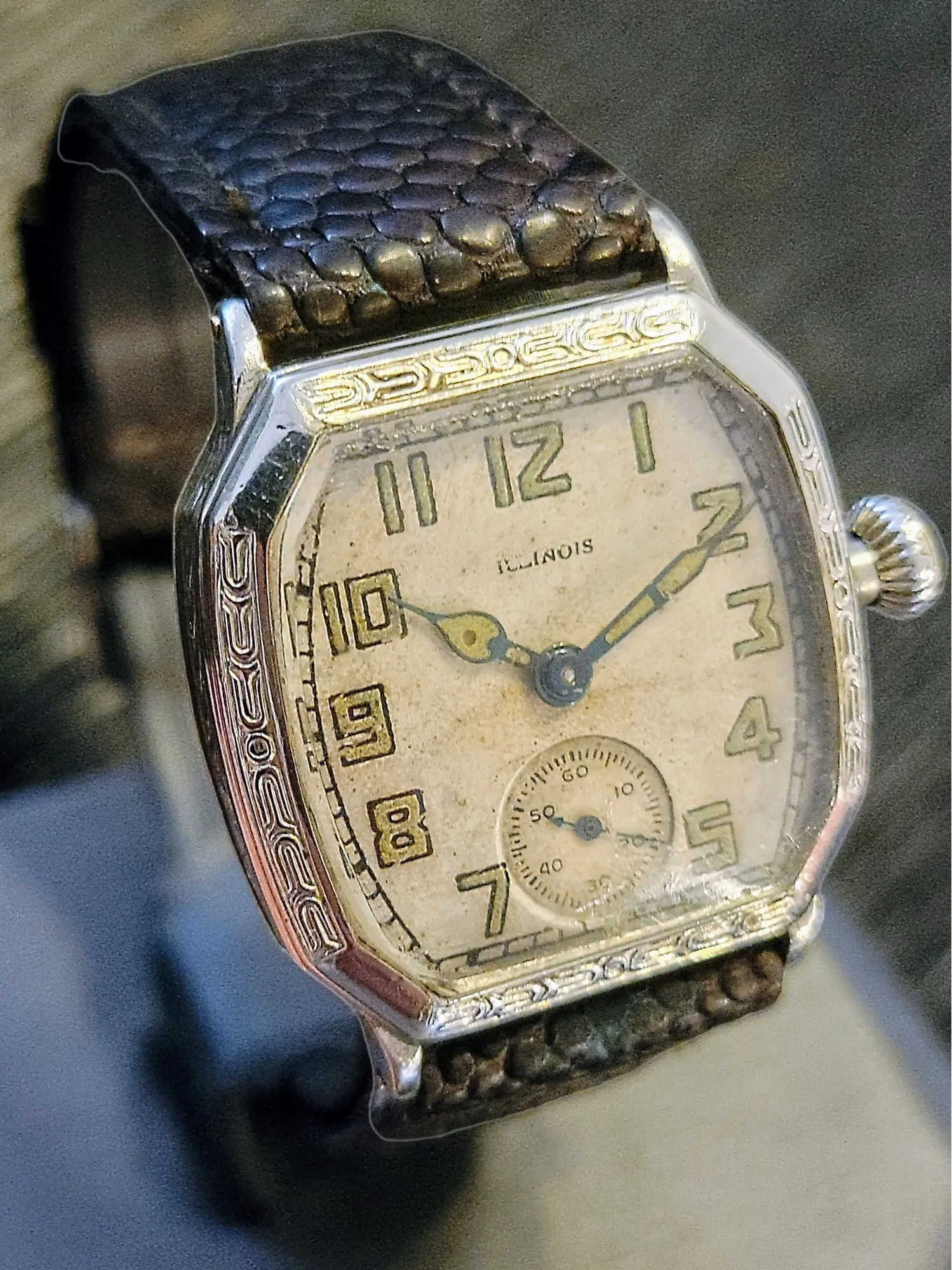 1929 ILLINOIS Atlantic Engraved Watch Grade 24 U.S.A. Made 14K G.F.