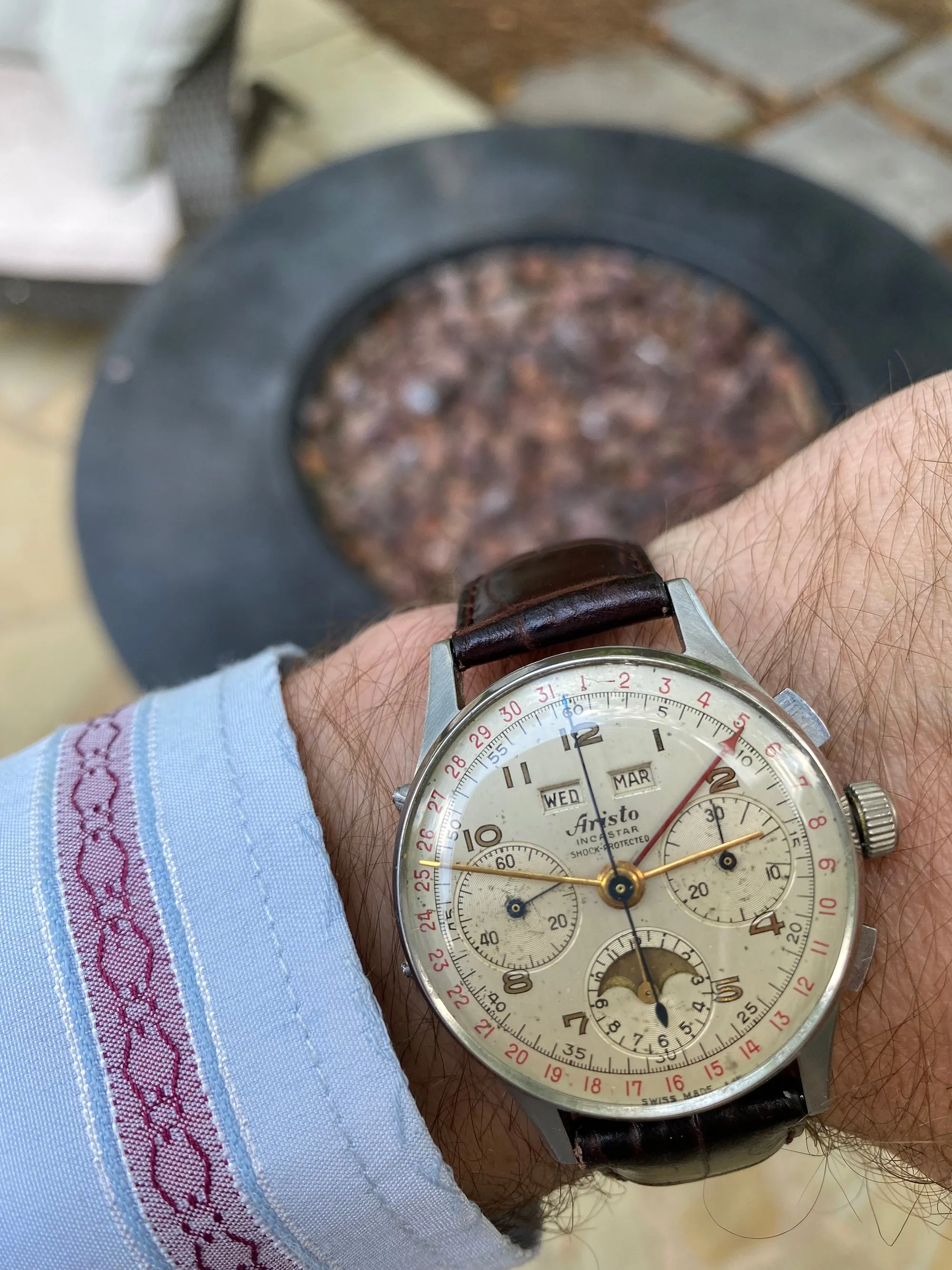 1950's Aristo Vintage Triple Calendar Chronograph, Stainless Steel - The Chronodato with Moonphase