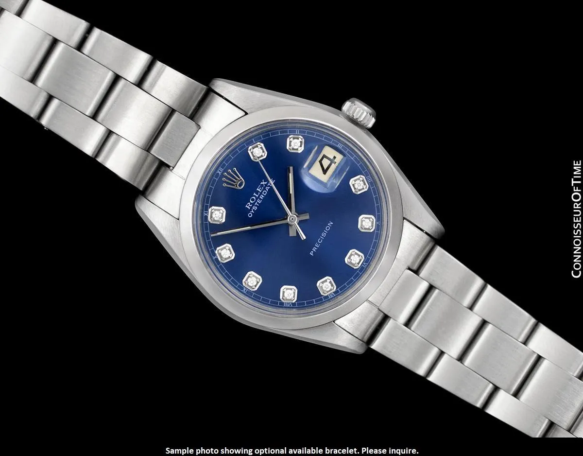 1974 Rolex Oyster Precision Classic Vintage Mens Handwound Watch with Blue Dial - Stainless Steel