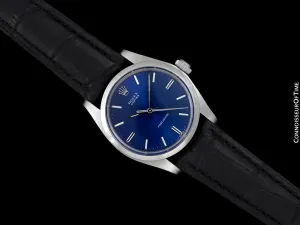 1974 Rolex Oyster Precision Classic Vintage Mens Handwound Watch with Blue Dial - Stainless Steel