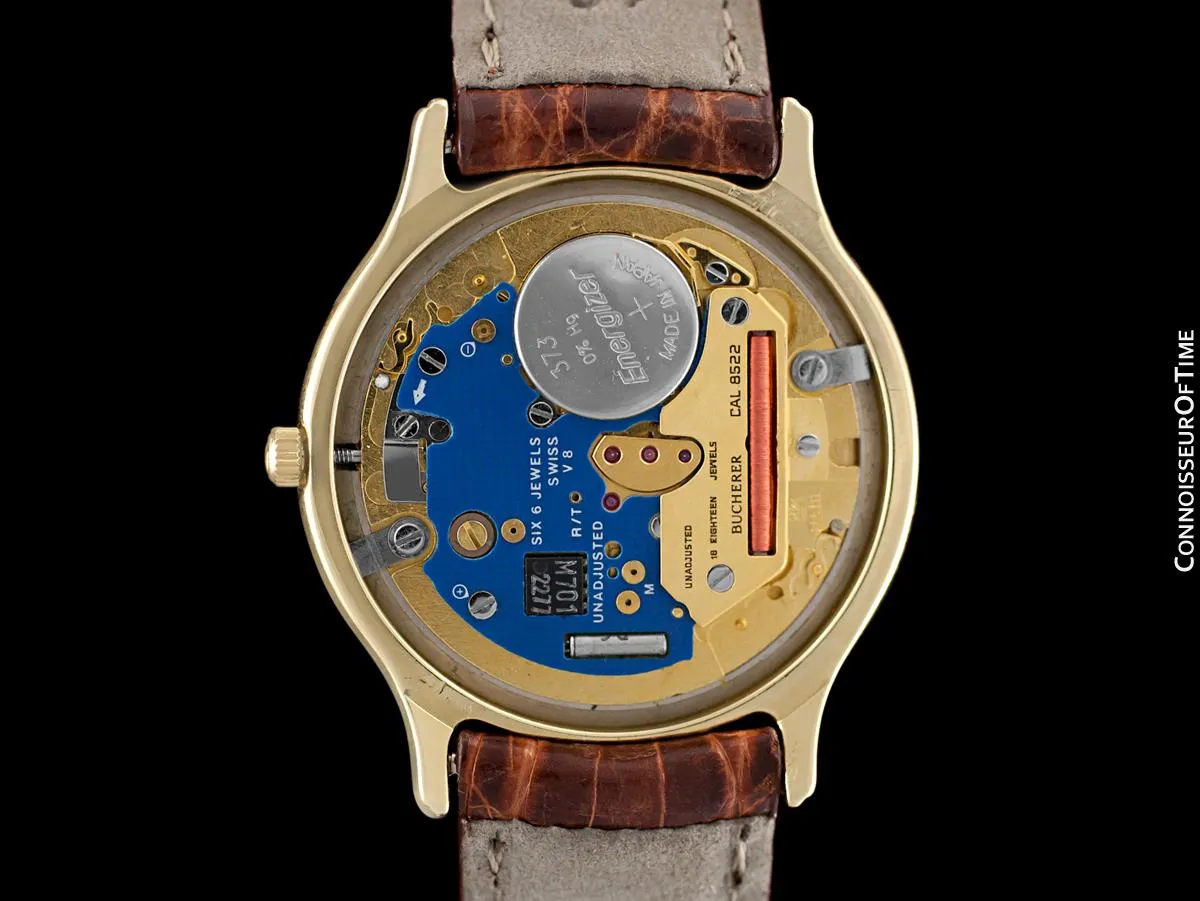 1980's Bucherer (Carl F. Bucherer) Vintage Mens Triple Calendar Quantième with Moonphase - 18K Gold