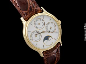 1980's Bucherer (Carl F. Bucherer) Vintage Mens Triple Calendar Quantième with Moonphase - 18K Gold