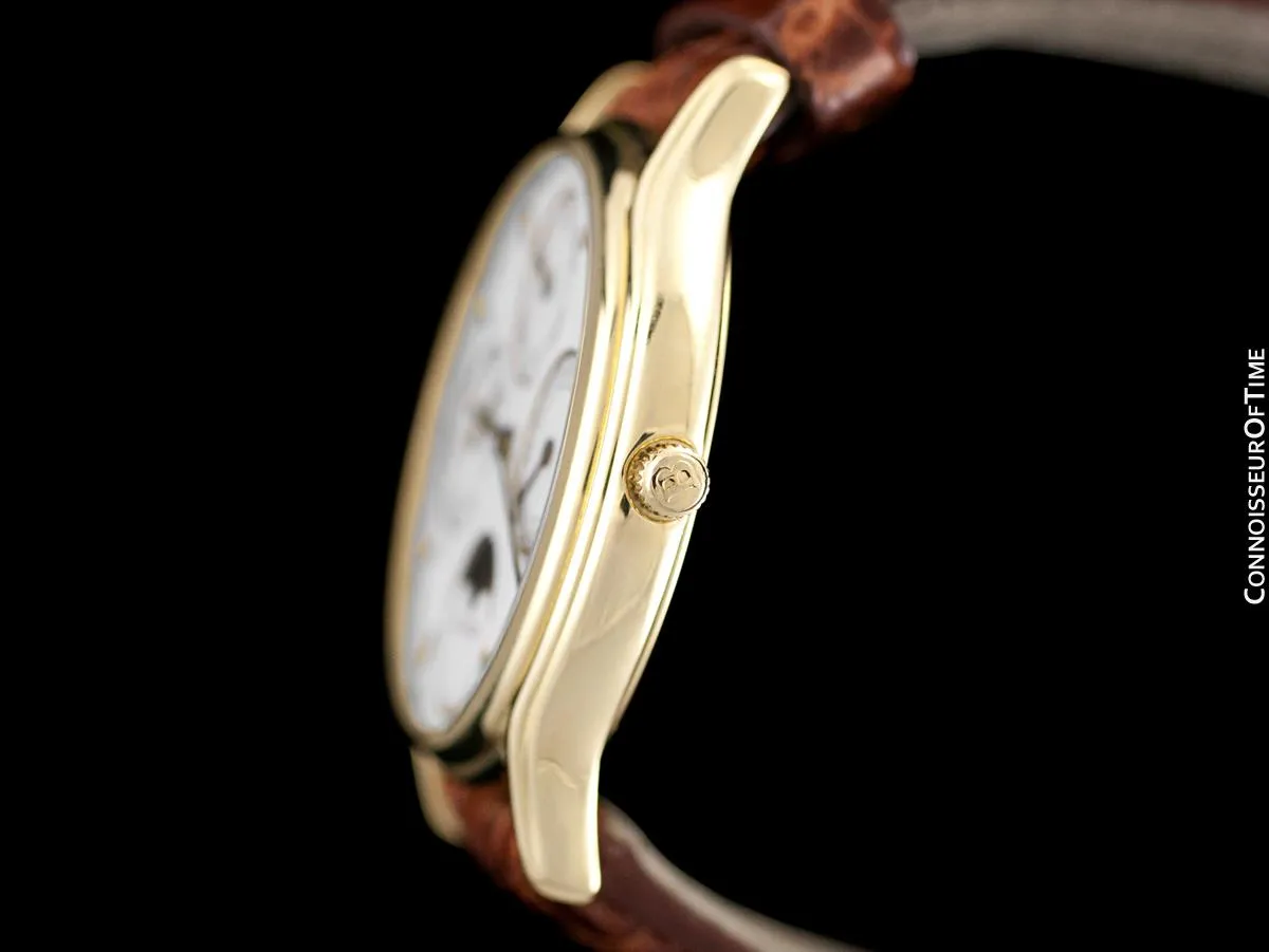 1980's Bucherer (Carl F. Bucherer) Vintage Mens Triple Calendar Quantième with Moonphase - 18K Gold