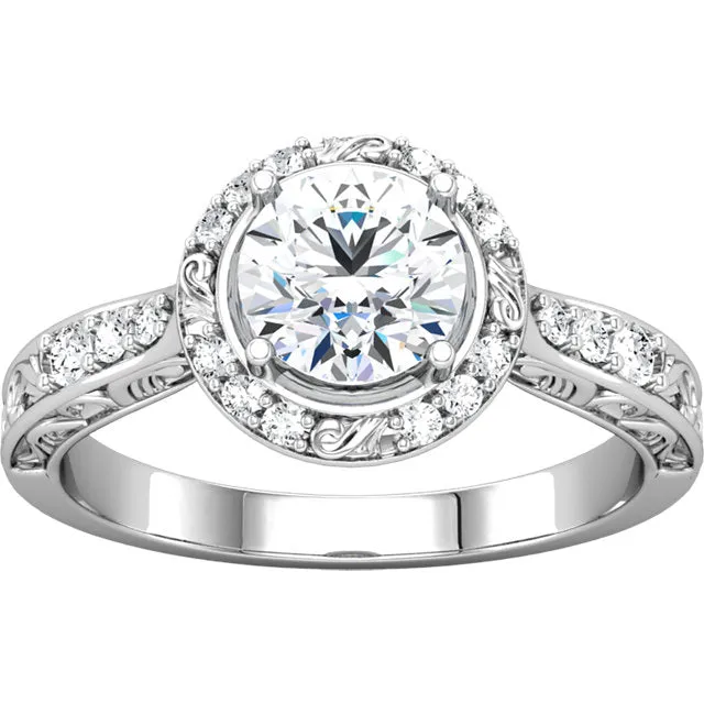 1ct Intricate Halo Diamond Semi-Mount