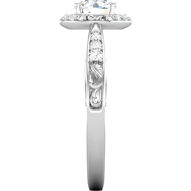 1ct Intricate Halo Diamond Semi-Mount