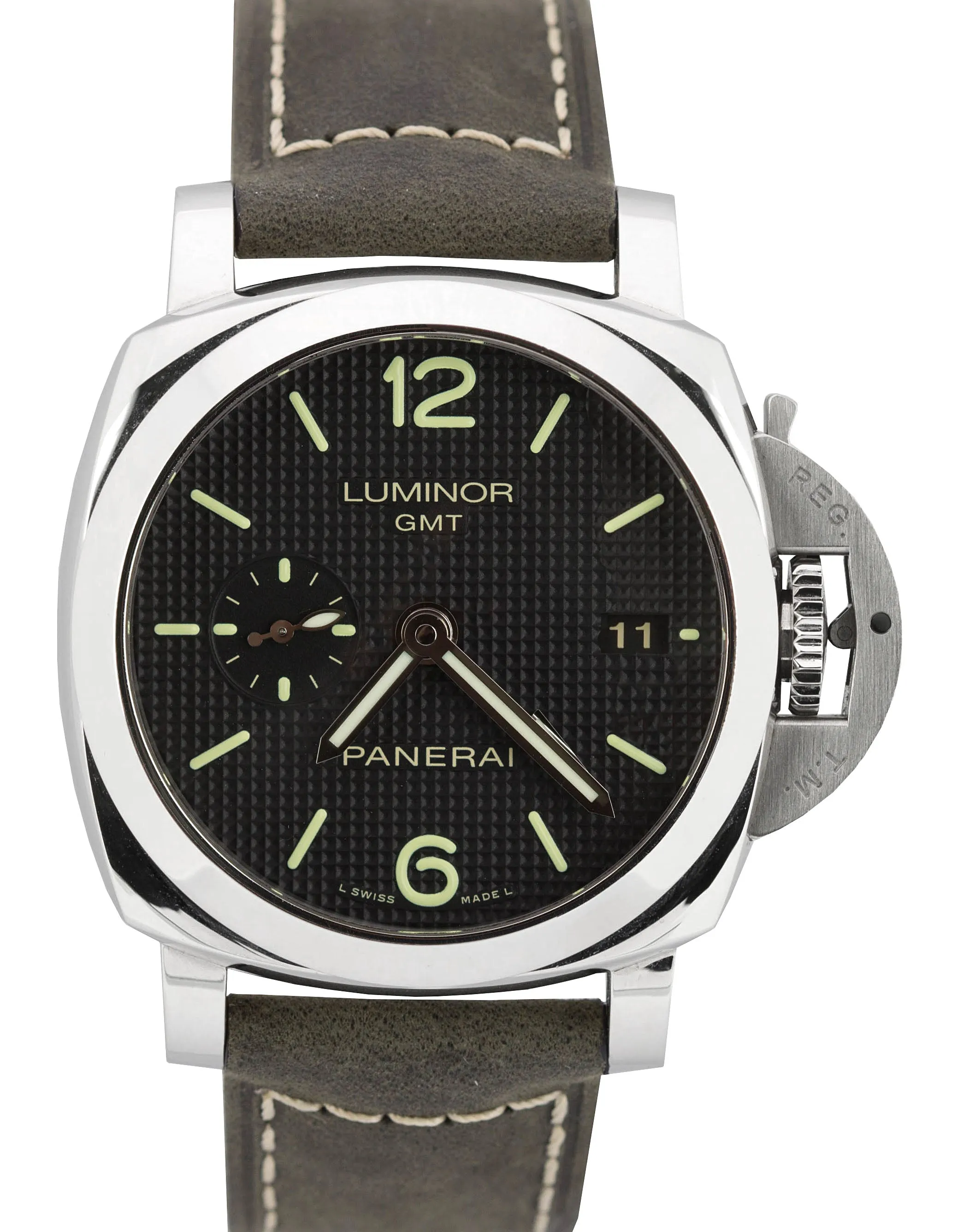 2015 Panerai PAM 535 R Luminor Hobnail 1950 GMT 3 Automatic 42mm Watch PAM00535