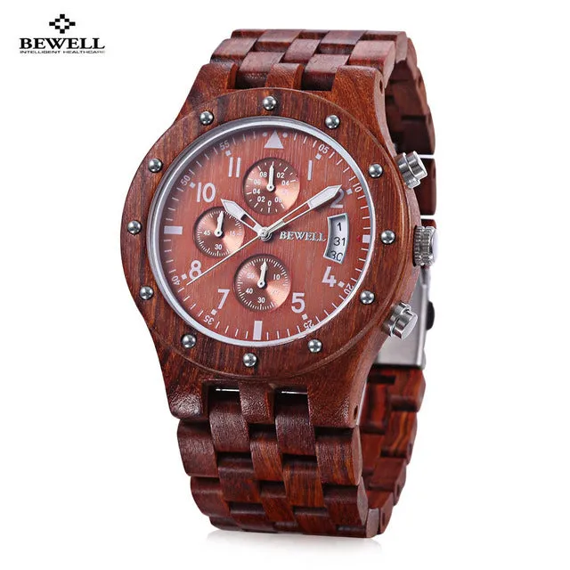 2017 BEWELL Mens Wooden Watch