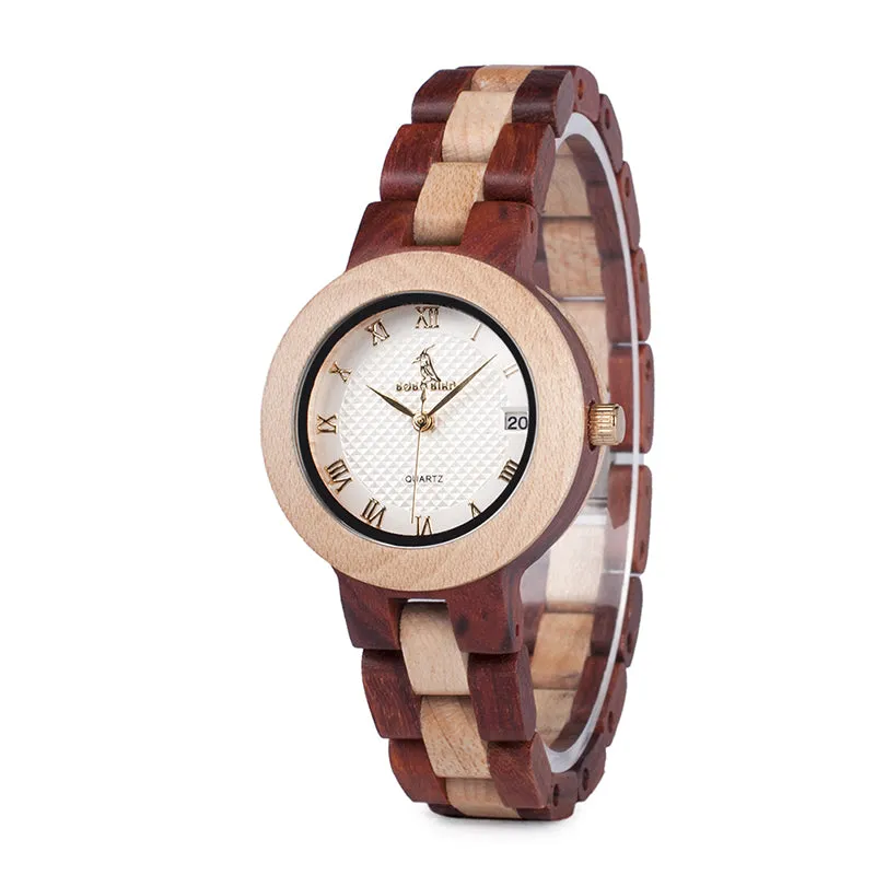 2017 Luxury Brand BOBO BIRD Watches Full Wooden Women Wristwatch Casual Calendar Quartz-watch relogio feminino B-M19