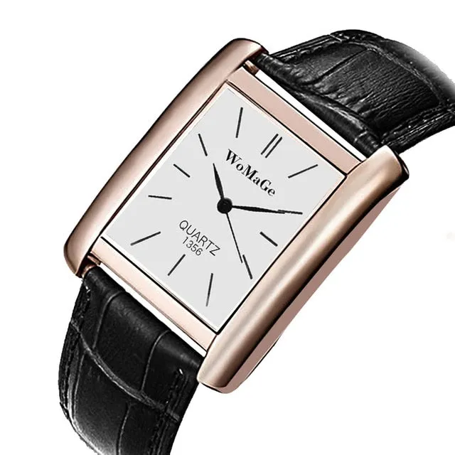 2019 New Square Men Watch Rose Gold Silver Case Men Watches 2019 Luxury Brand Leather Band Quartz Clock Montre Homme Vintage