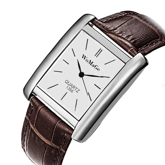 2019 New Square Men Watch Rose Gold Silver Case Men Watches 2019 Luxury Brand Leather Band Quartz Clock Montre Homme Vintage