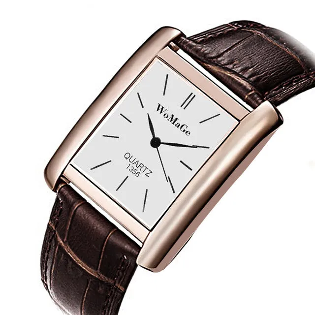 2019 New Square Men Watch Rose Gold Silver Case Men Watches 2019 Luxury Brand Leather Band Quartz Clock Montre Homme Vintage