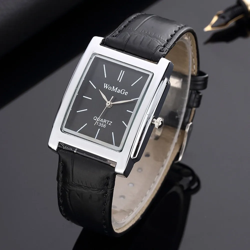 2019 New Square Men Watch Rose Gold Silver Case Men Watches 2019 Luxury Brand Leather Band Quartz Clock Montre Homme Vintage