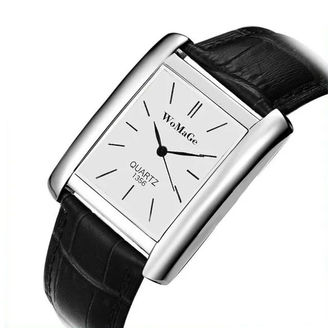 2019 New Square Men Watch Rose Gold Silver Case Men Watches 2019 Luxury Brand Leather Band Quartz Clock Montre Homme Vintage