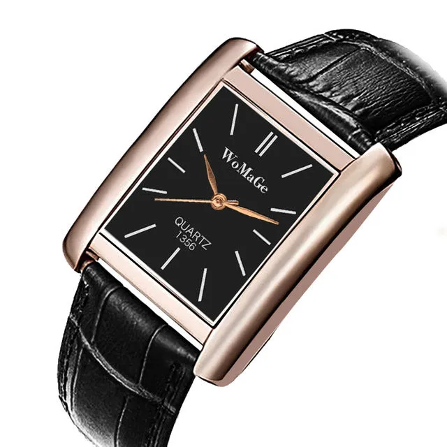2019 New Square Men Watch Rose Gold Silver Case Men Watches 2019 Luxury Brand Leather Band Quartz Clock Montre Homme Vintage