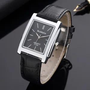 2019 New Square Men Watch Rose Gold Silver Case Men Watches 2019 Luxury Brand Leather Band Quartz Clock Montre Homme Vintage