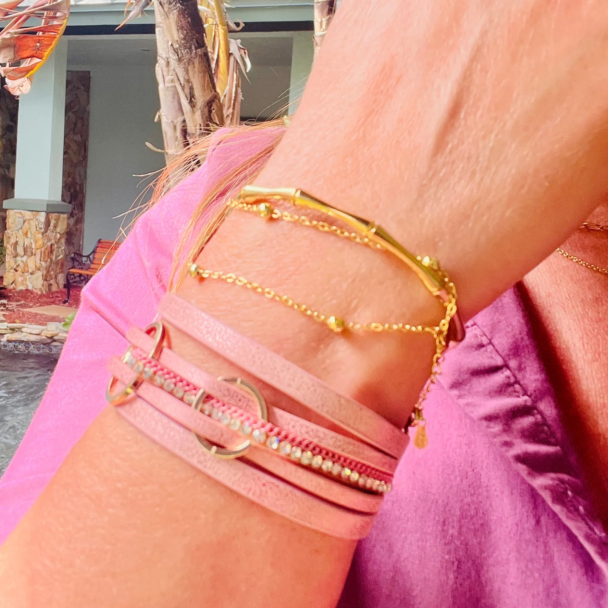 3 Ring Leather Magnetic Bracelet