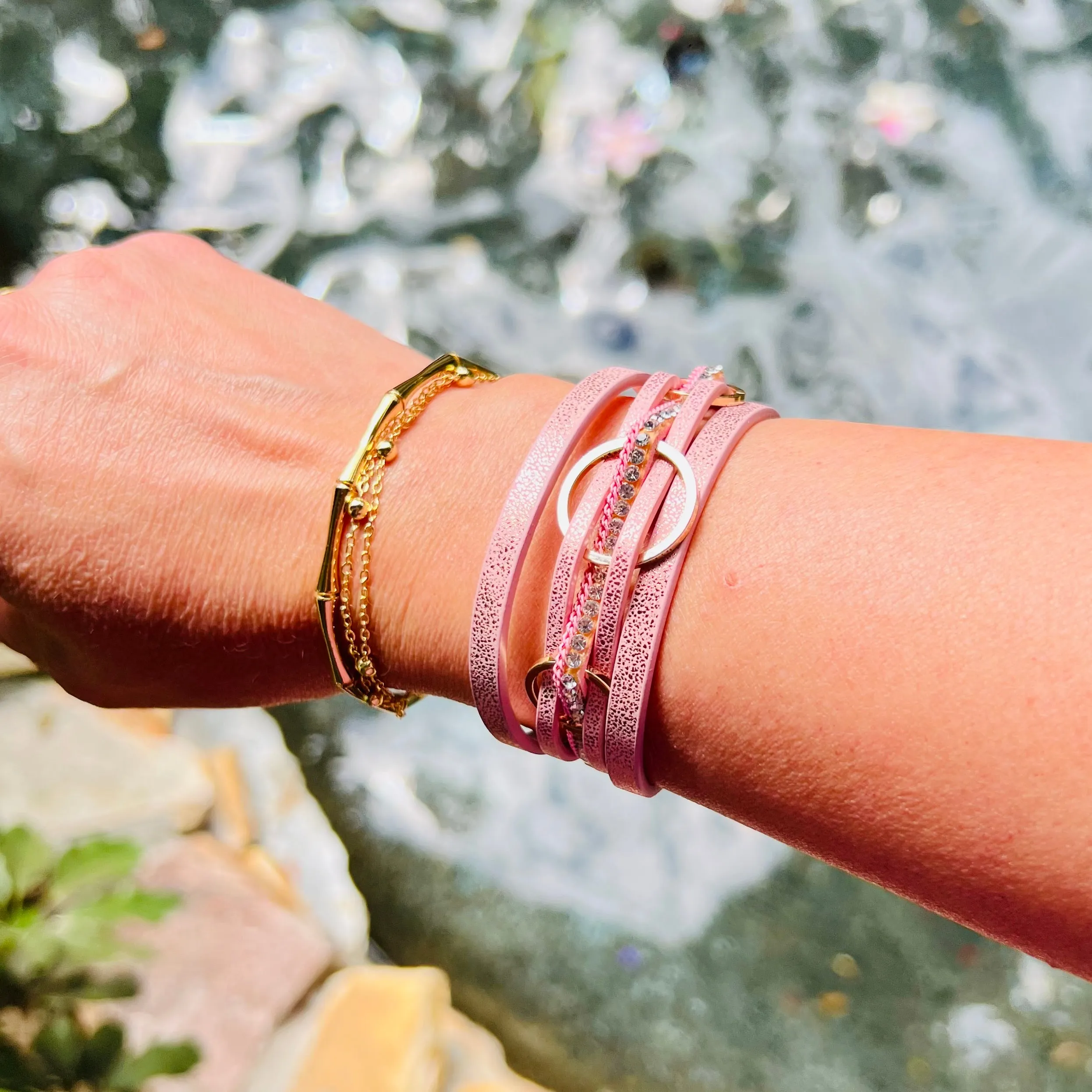 3 Ring Leather Magnetic Bracelet