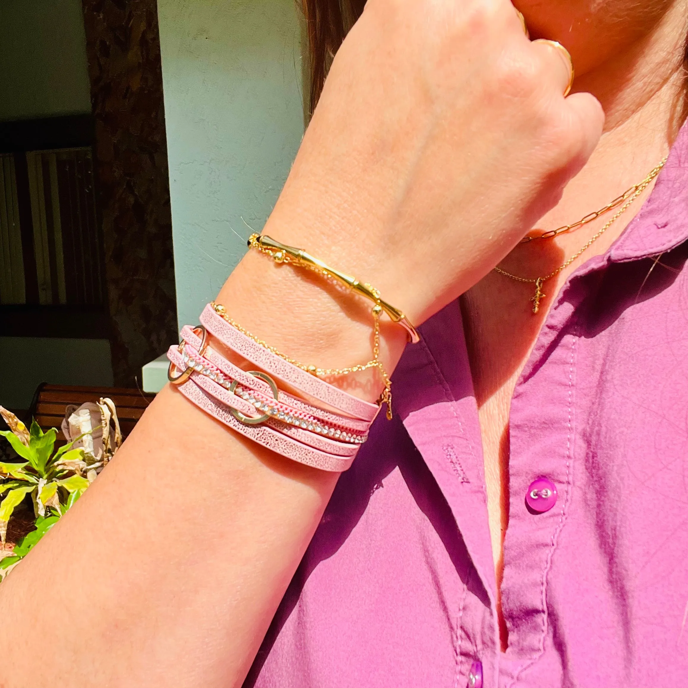3 Ring Leather Magnetic Bracelet
