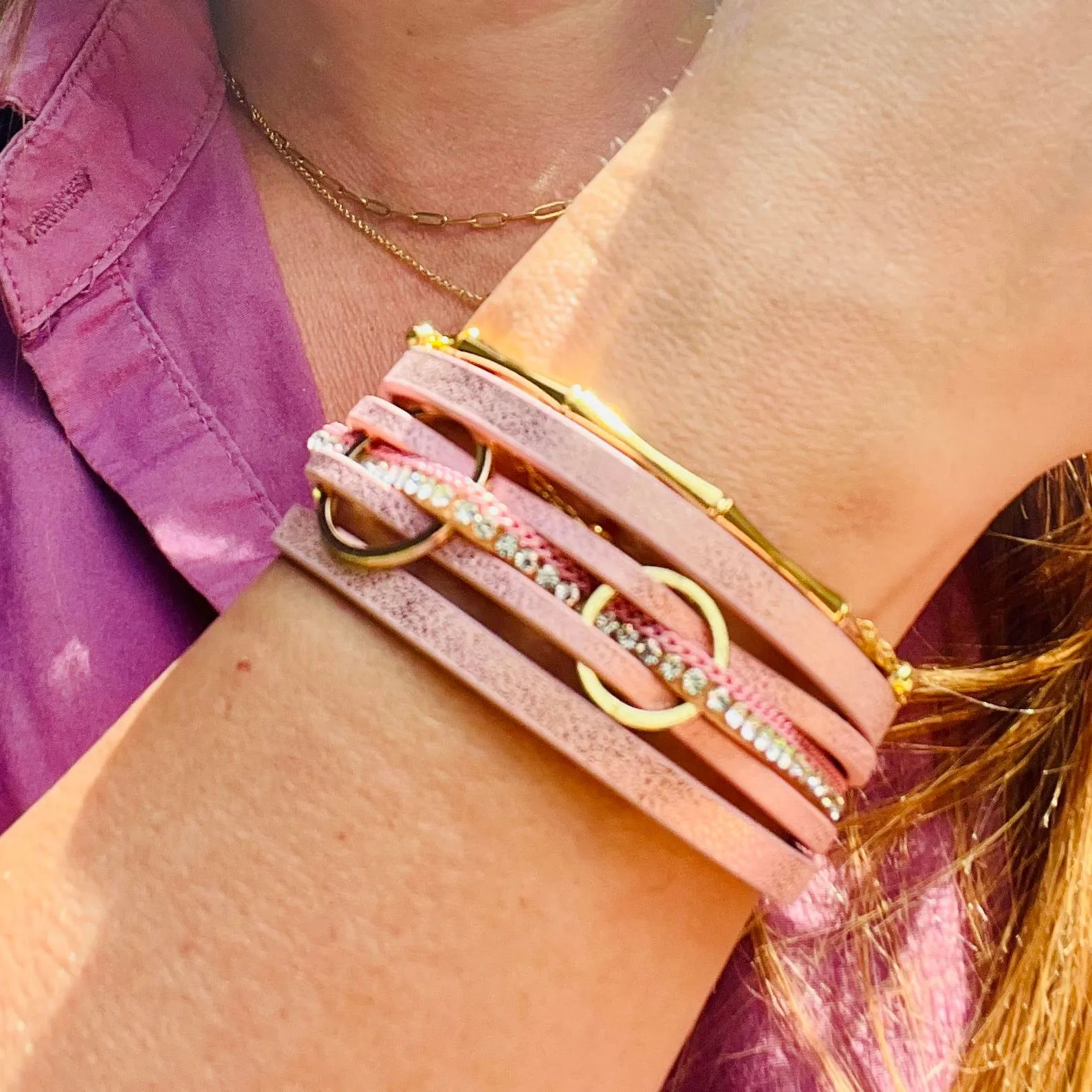 3 Ring Leather Magnetic Bracelet