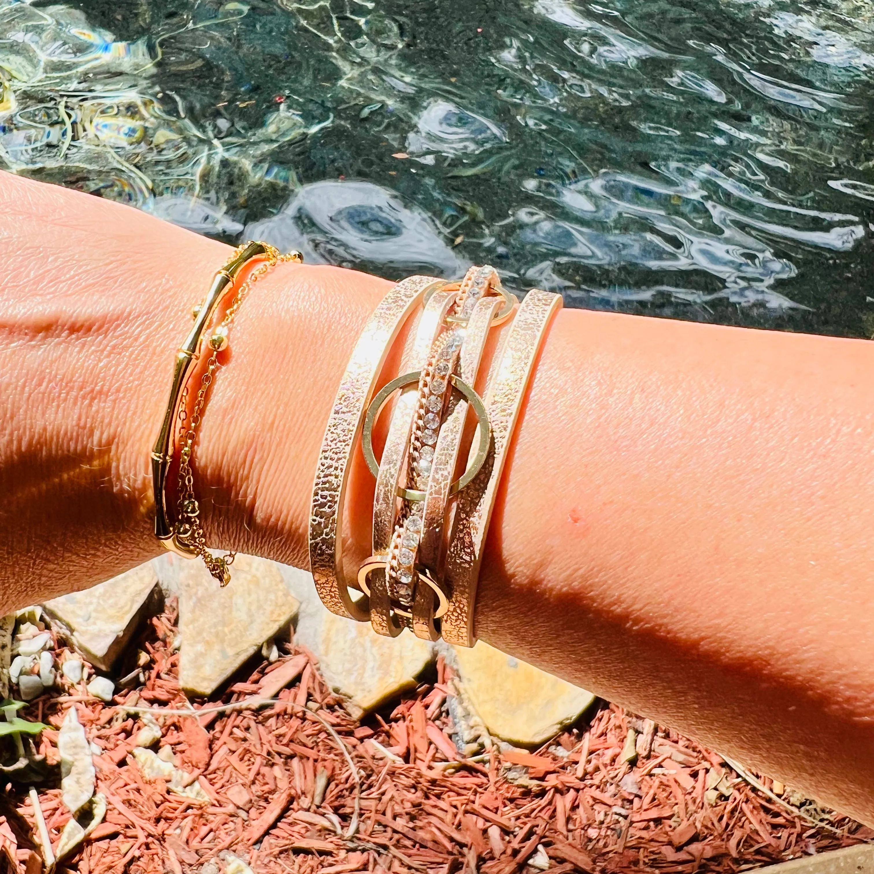 3 Ring Leather Magnetic Bracelet